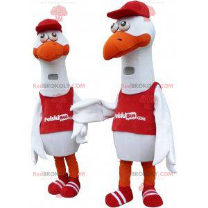 2 giant white bird seagull mascots - Redbrokoly.com