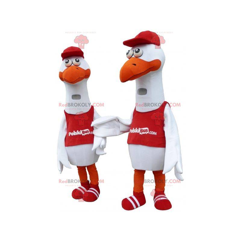 2 giant white bird seagull mascots - Redbrokoly.com