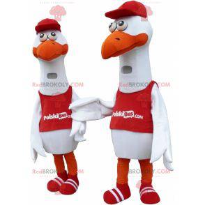 2 giant white bird seagull mascots - Redbrokoly.com