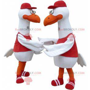 2 giant white bird seagull mascots - Redbrokoly.com