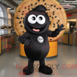 Fantasia de mascote de bagels Pretos com macacão e broches - Mascotes bagels - REBROKO_224313 - RedBrokoly.com