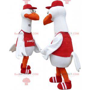 2 giant white bird seagull mascots - Redbrokoly.com