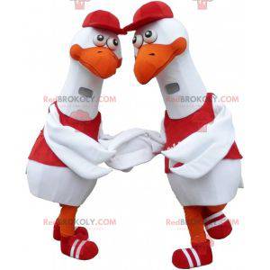 2 giant white bird seagull mascots - Redbrokoly.com