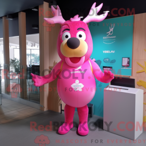 Pink Elk maskot kostume...