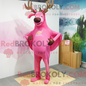 Pink Elk maskot kostume...