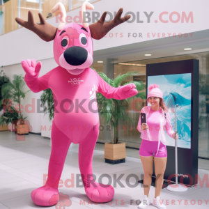 Rosa elg-maskotdraktfigur...