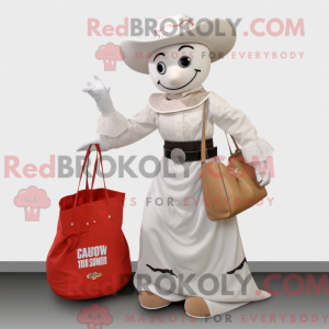 Hvid Cowboy maskot kostume...