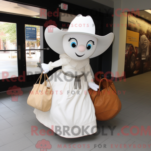 Hvid Cowboy maskot kostume...