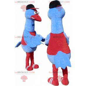 2 mascottes d'oiseaux bleus. 2 costumes d'autruches -