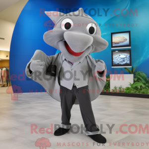 Grå Stingray maskot kostume...
