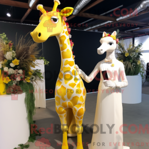 Gul giraff maskot drakt...