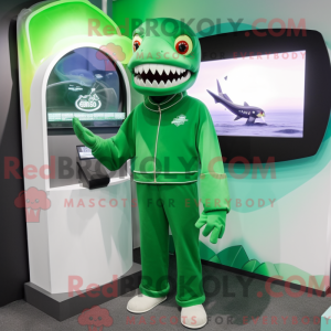 Green Shark maskot kostume...