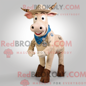 Tan Zebu maskotdraktfigur...