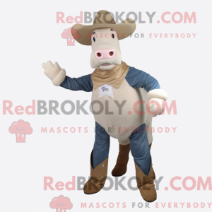 Tan Zebu maskotdraktfigur...