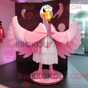 Rosa svanemaskotdraktfigur...