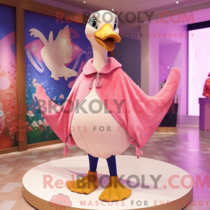 Rosa svanemaskotdraktfigur...