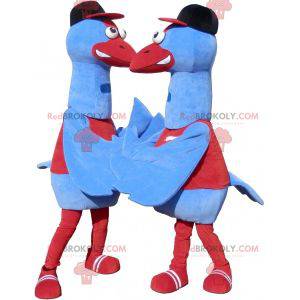 2 mascotes de pássaros azuis. 2 fantasias de avestruz -