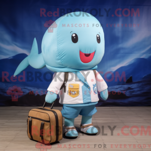 Sky Blue Narwhal maskot...