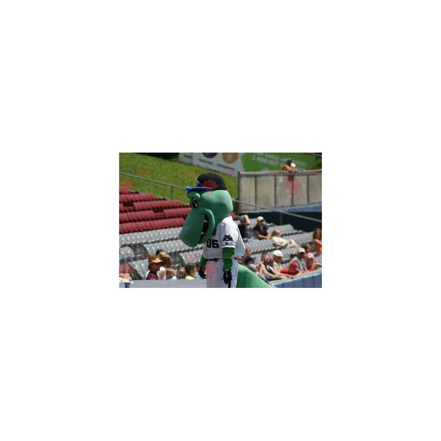 Mascotte coccodrillo verde in abito bianco da hockey - Mascotte coccodrillo verde in abito bianco da hockey -