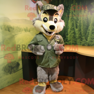 Olive Wolf-mascottekostuum...