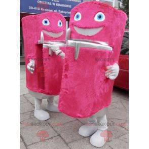 2 mascotes frigoríficos doces e divertidos de rosa -