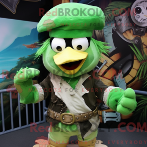 Grön piratmaskotdraktfigur...