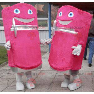 2 mascotes frigoríficos doces e divertidos de rosa -