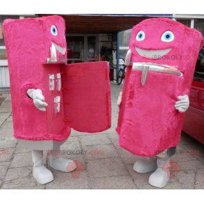 2 søde og sjove lyserøde dispenser køleskabs maskotter -