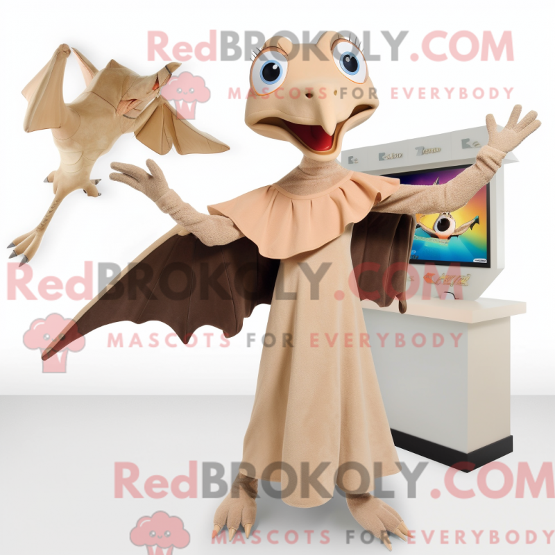 Figura de máscara de pterodáctilo bronzeada com uma máscara e um broche - Mascotes pterodáctilos - RedBrokoly.com