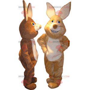 2 Kaninchenmaskottchen, eines braun und eines beige -