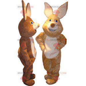 2 maskotar för kanin, en brun och en beige - Redbrokoly.com