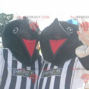 2 black bear mole mascots in sportswear - Redbrokoly.com