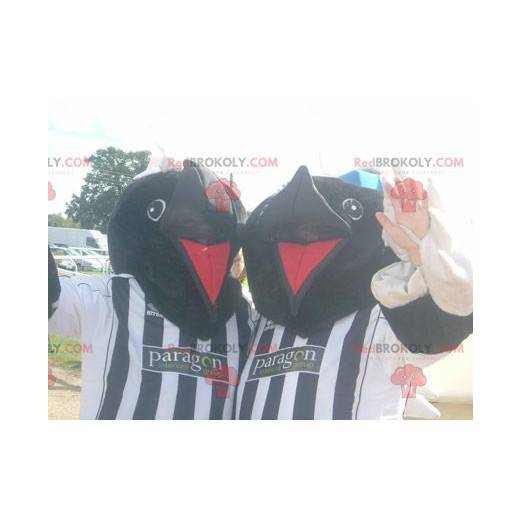 2 mascotes-toupeira urso preto em roupas esportivas -
