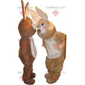 2 Kaninchenmaskottchen, eines braun und eines beige -