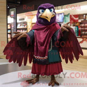 Maroon Crow maskot kostume...