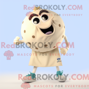 Cream Petanque Ball mascot...