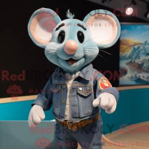 Cyan Mouse maskotdraktfigur...