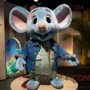 Cyan Mouse maskotdraktfigur...