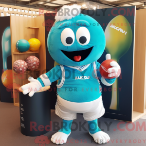 Cyan Rugby Ball mascot...
