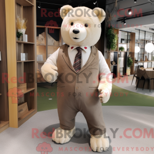Beige Bear mascot costume...