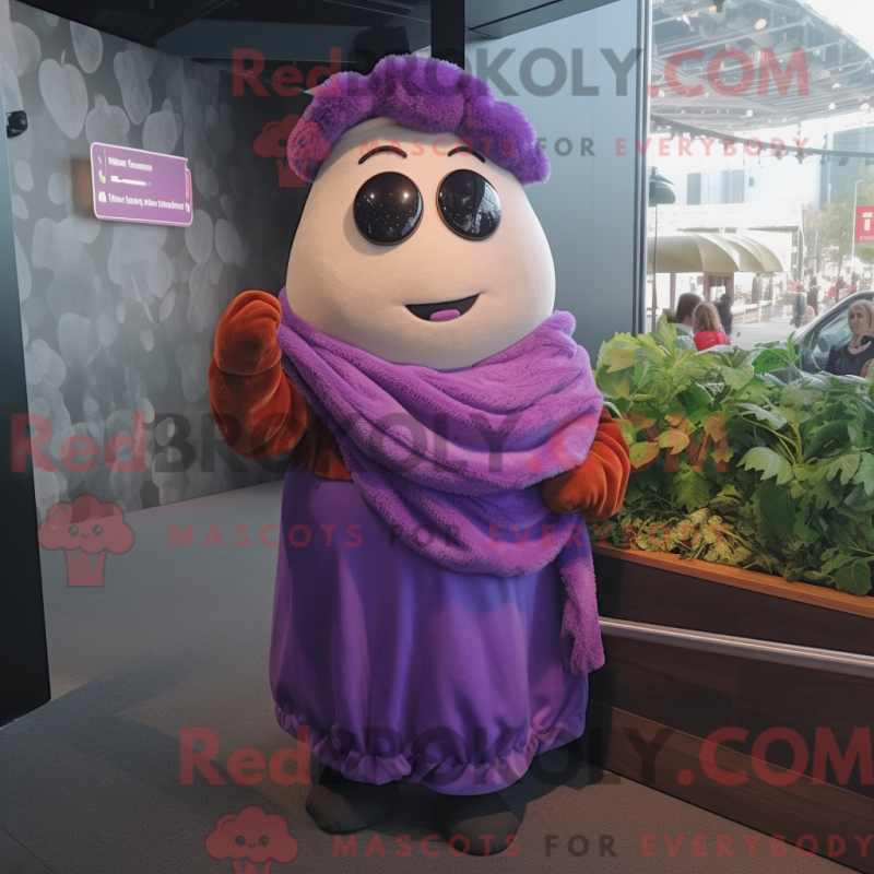 Fantasia de mascote batata roxa com blusa e presilhas de cachecol - Mascotes de batata - REBROKO_224873 - RedBrokoly.com