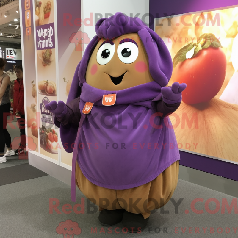 Fantasia de mascote batata roxa com blusa e presilhas de cachecol - Mascotes de batata - REBROKO_224874 - RedBrokoly.com