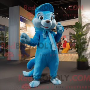 Blå Weasel maskot drakt...