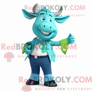 Cyan Zebu-maskotdraktfigur...