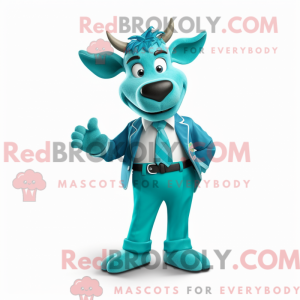 Cyan Zebu-maskotdraktfigur...
