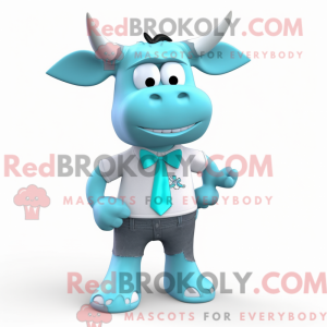 Cyan Zebu-maskotdraktfigur...