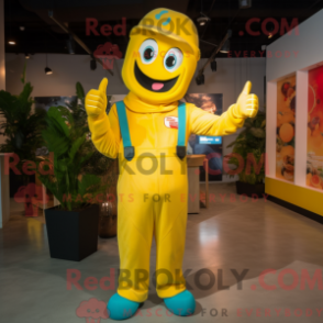 Fantasia de mascote Pad Thai amarelo com macacão e luvas - Pad Thai mascotes - REBROKO_224928 - RedBrokoly.com