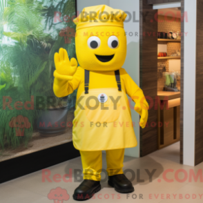Fantasia de mascote Pad Thai amarelo com macacão e luvas - Pad Thai mascotes - REBROKO_224931 - RedBrokoly.com