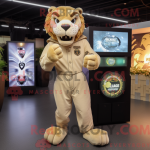 Beige Smilodon mascot...