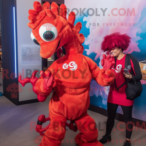 Red Seahorse mascot costume...